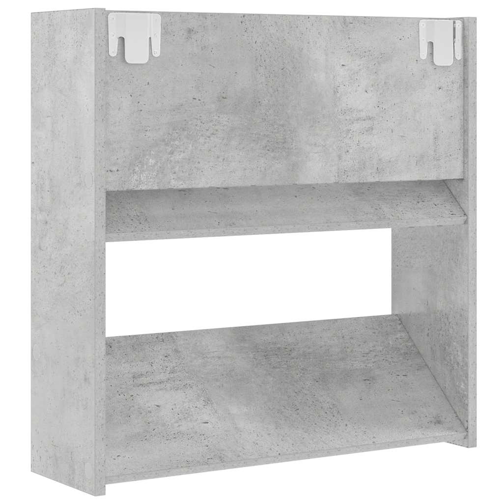 Scarpiera a Muro Grigio Cemento 60x18x60cm in Legno Multistrato
