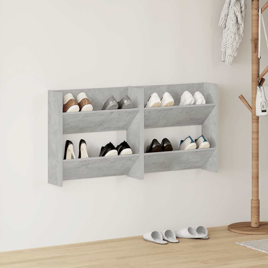 Scarpiere Muro 2pz Grigio Cemento 60x18x60cm Legno Multistrato