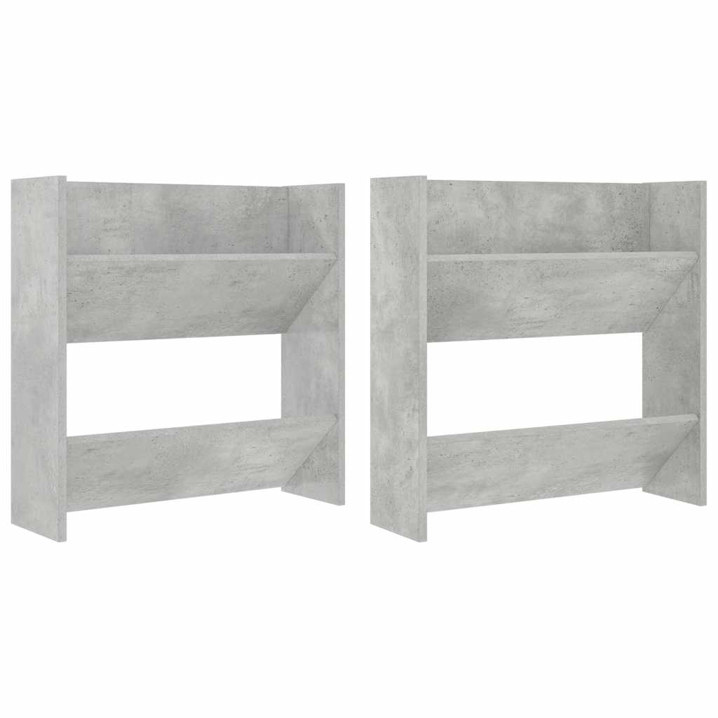 Scarpiere Muro 2pz Grigio Cemento 60x18x60cm Legno Multistrato