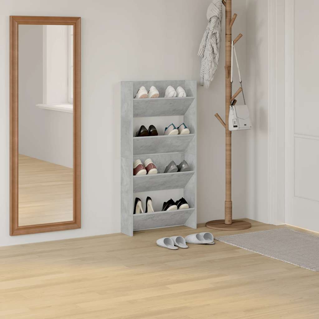 Scarpiere Muro 2pz Grigio Cemento 60x18x60cm Legno Multistrato