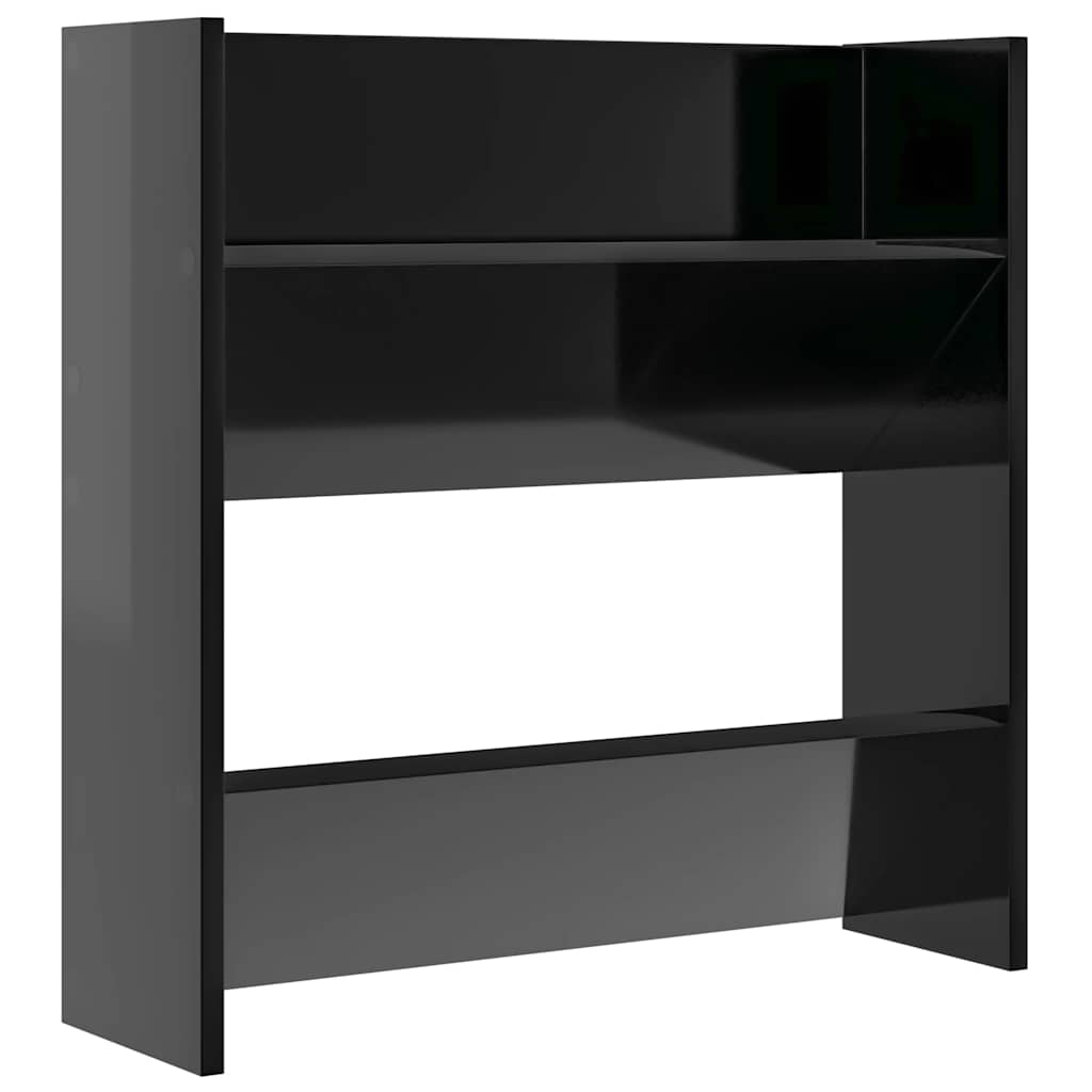 Scarpiere a Muro 2pz Nero Lucido 60x18x60cm Legno Multistrato