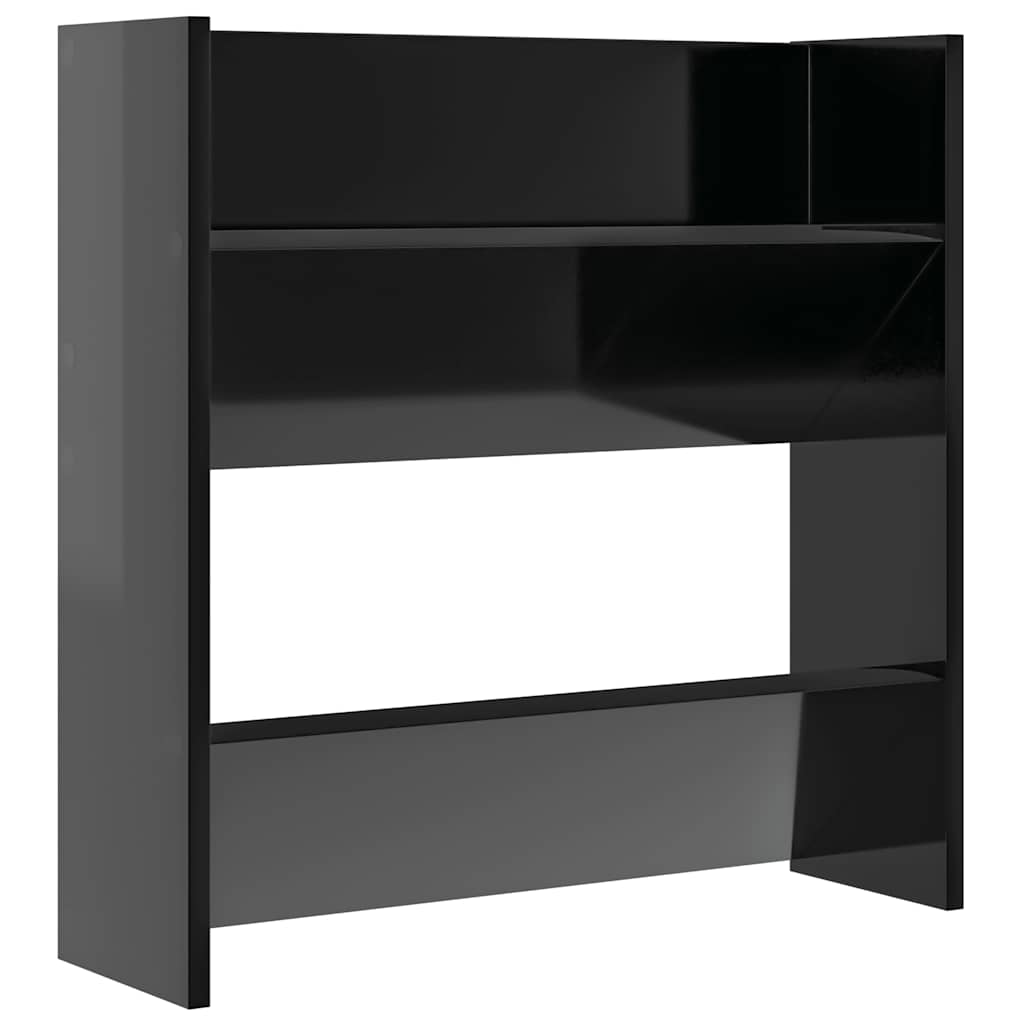 Scarpiere a Muro 4pz Nero Lucido 60x18x60cm Legno Multistrato