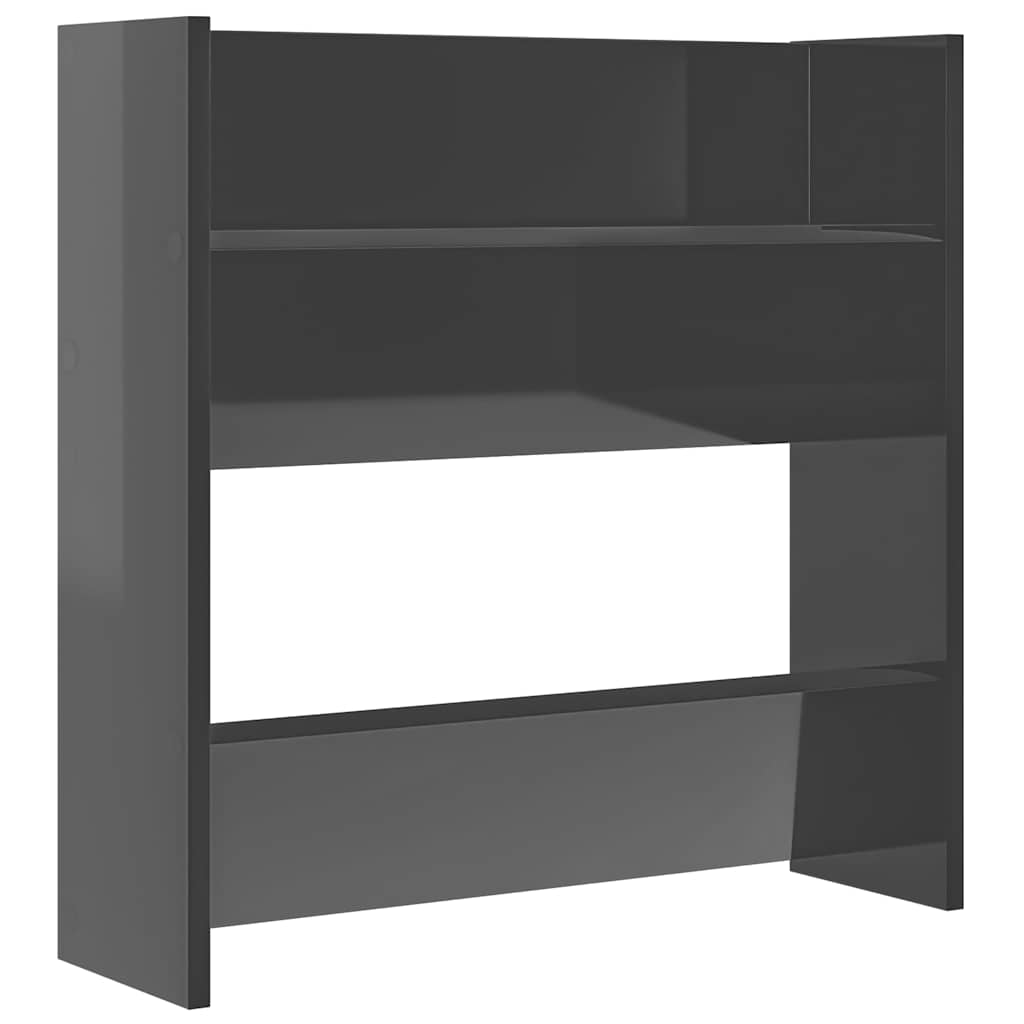 Scarpiere a Muro 2pz Grigio Lucido 60x18x60cm Legno Multistrato