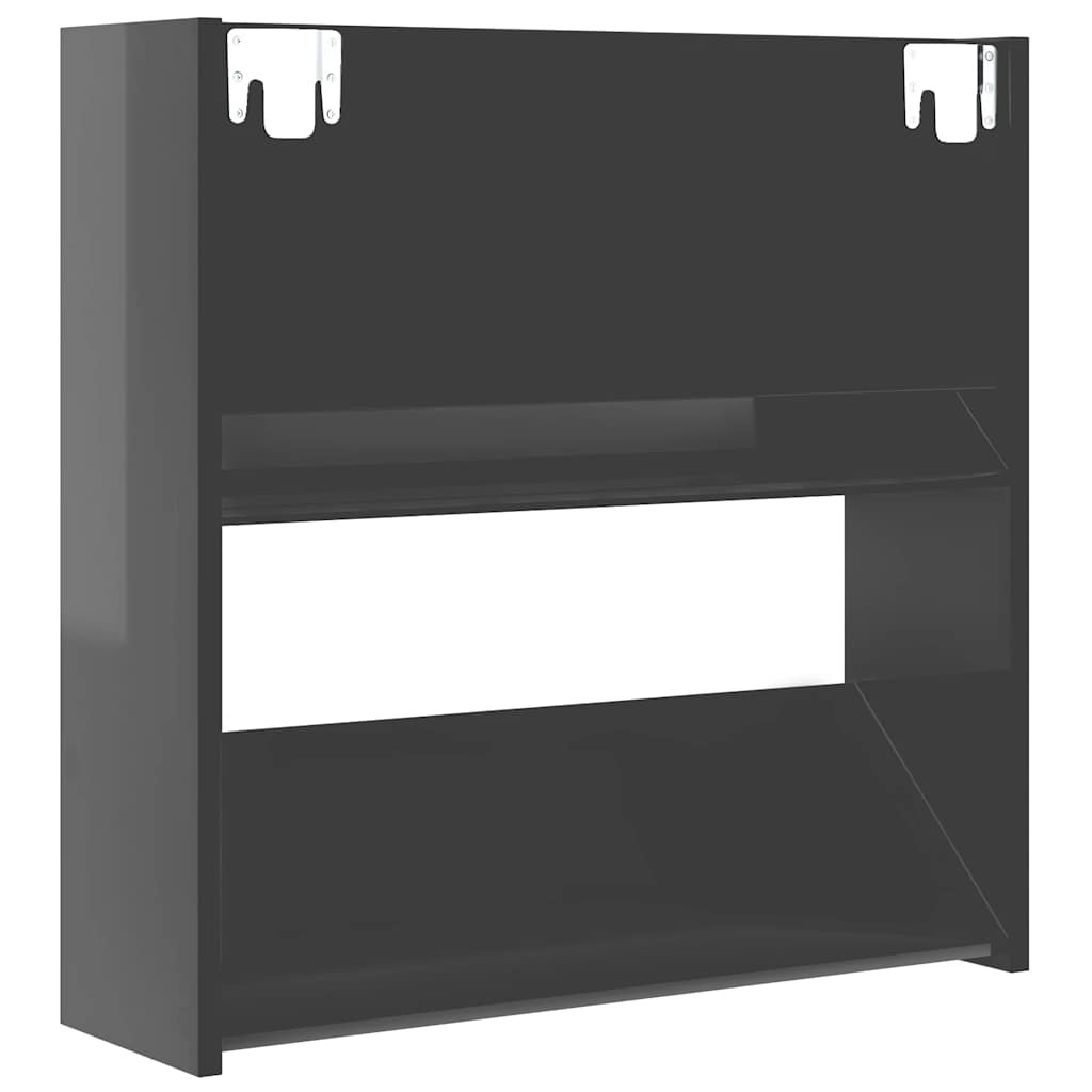 Scarpiere a Muro 4pz Grigio Lucido 60x18x60cm Legno Multistrato