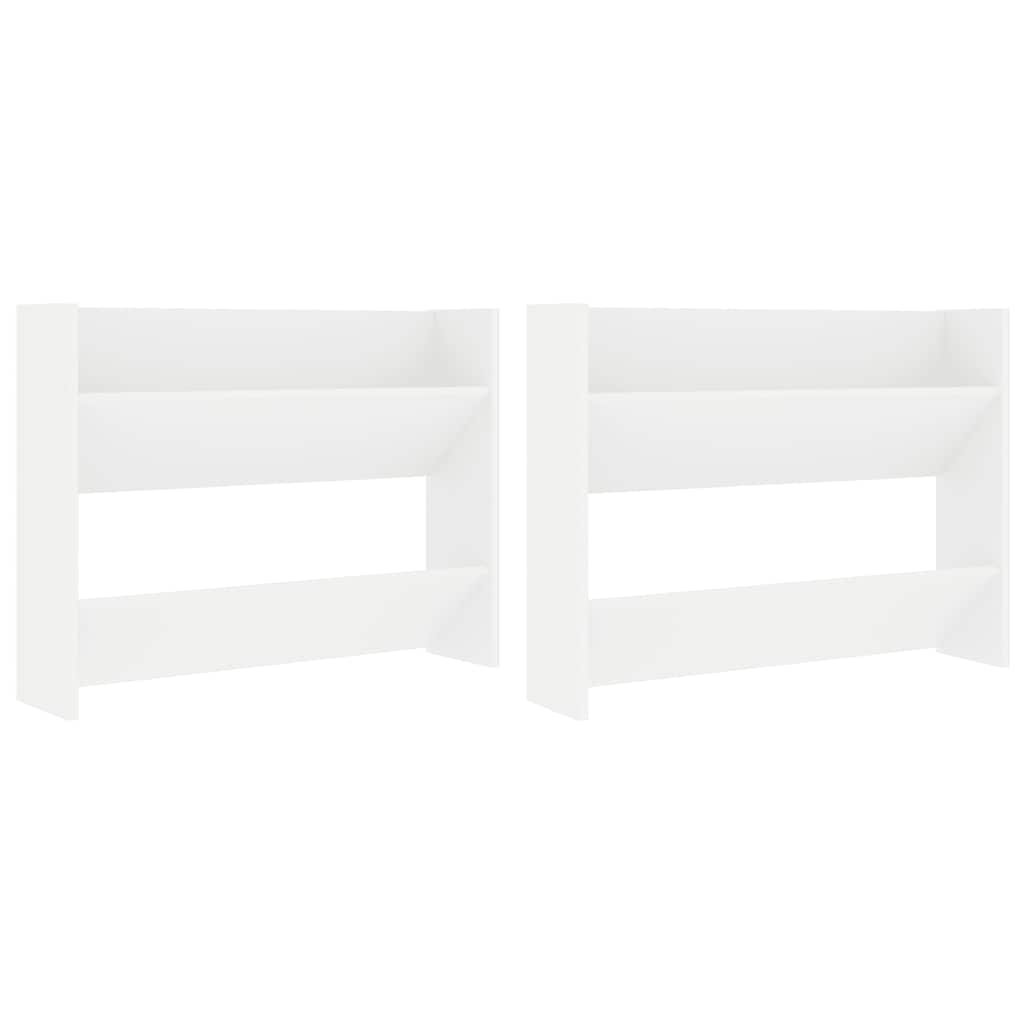 Scarpiere a Muro 2pz Bianche 80x18x60 cm in Legno Multistrato