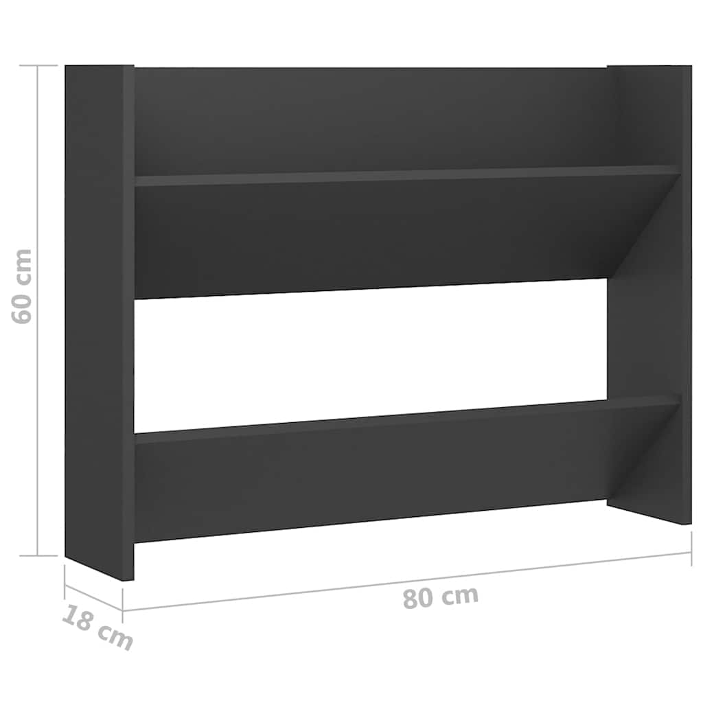 Scarpiera a Muro Grigia 80x18x60 cm in Legno Multistrato