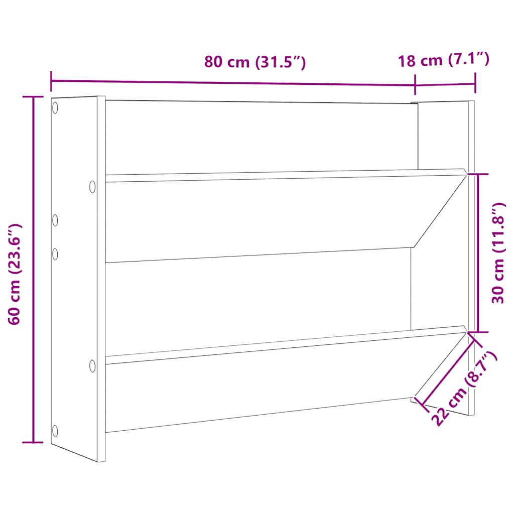 Scarpiera a Muro Rovere Sonoma 80x18x60 cm in Legno Multistrato