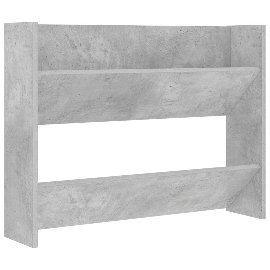 Scarpiera a Muro Grigio Cemento 80x18x60cm in Legno Multistrato