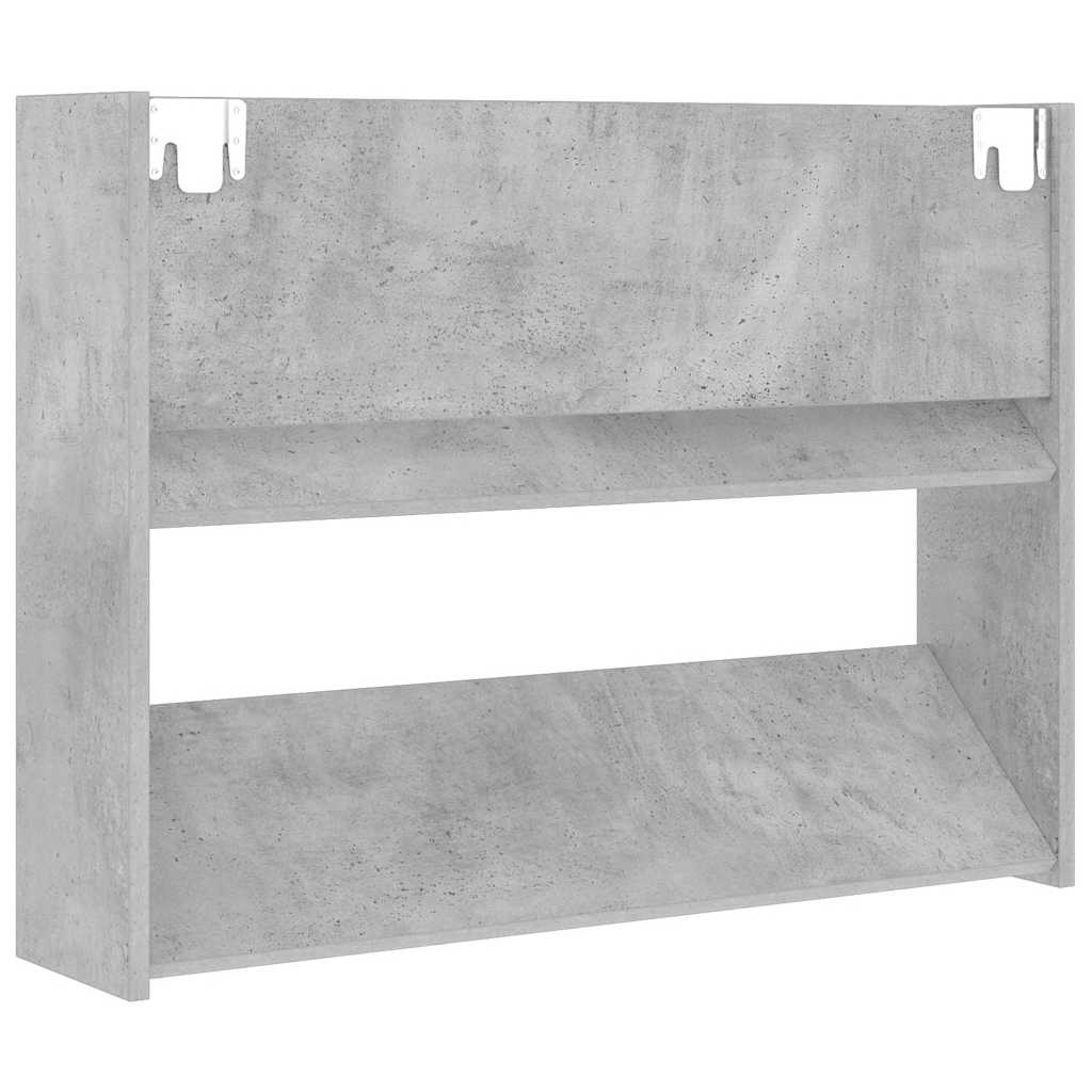 Scarpiera a Muro Grigio Cemento 80x18x60cm in Legno Multistrato