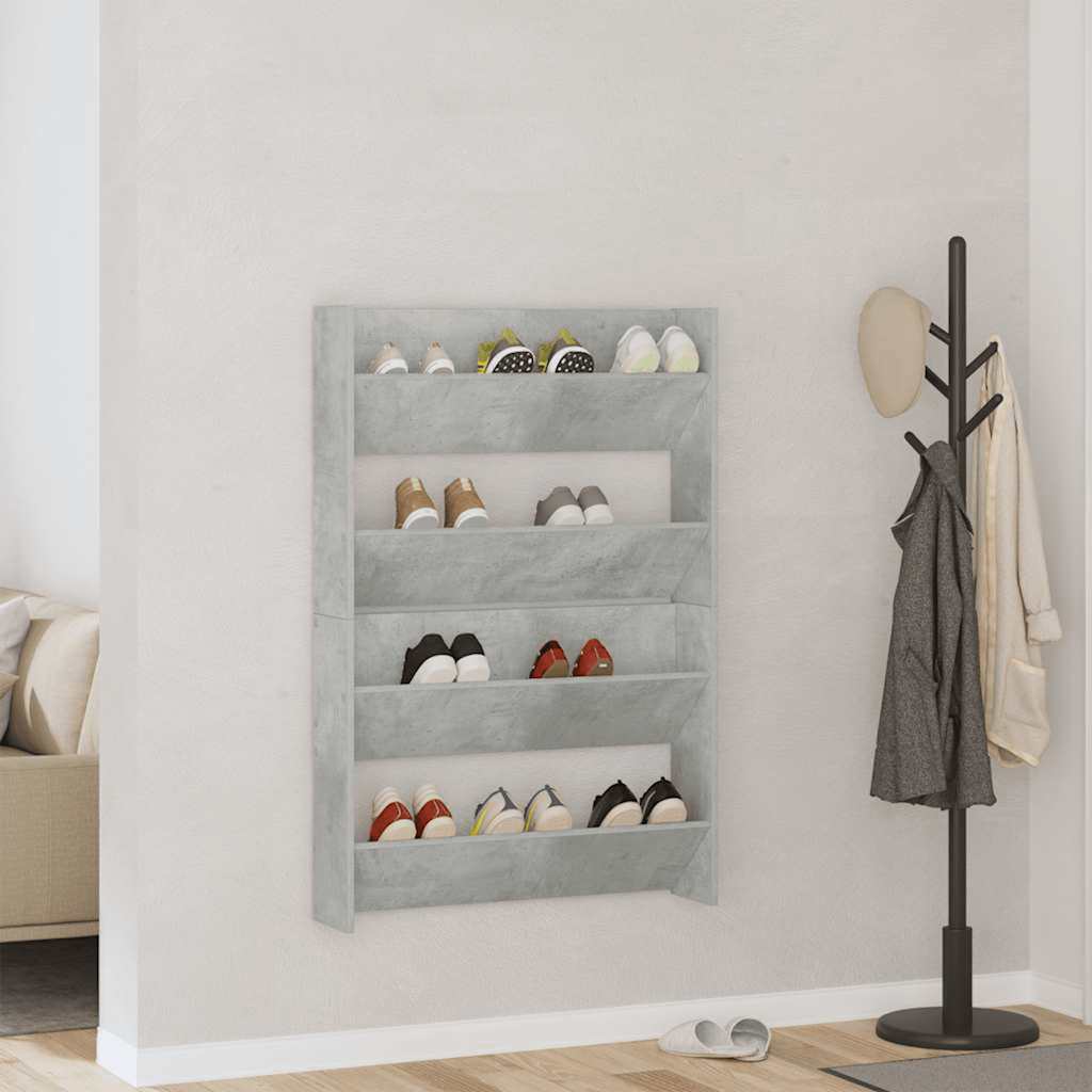 Scarpiere Muro 2pz Grigio Cemento 80x18x60cm Legno Multistrato