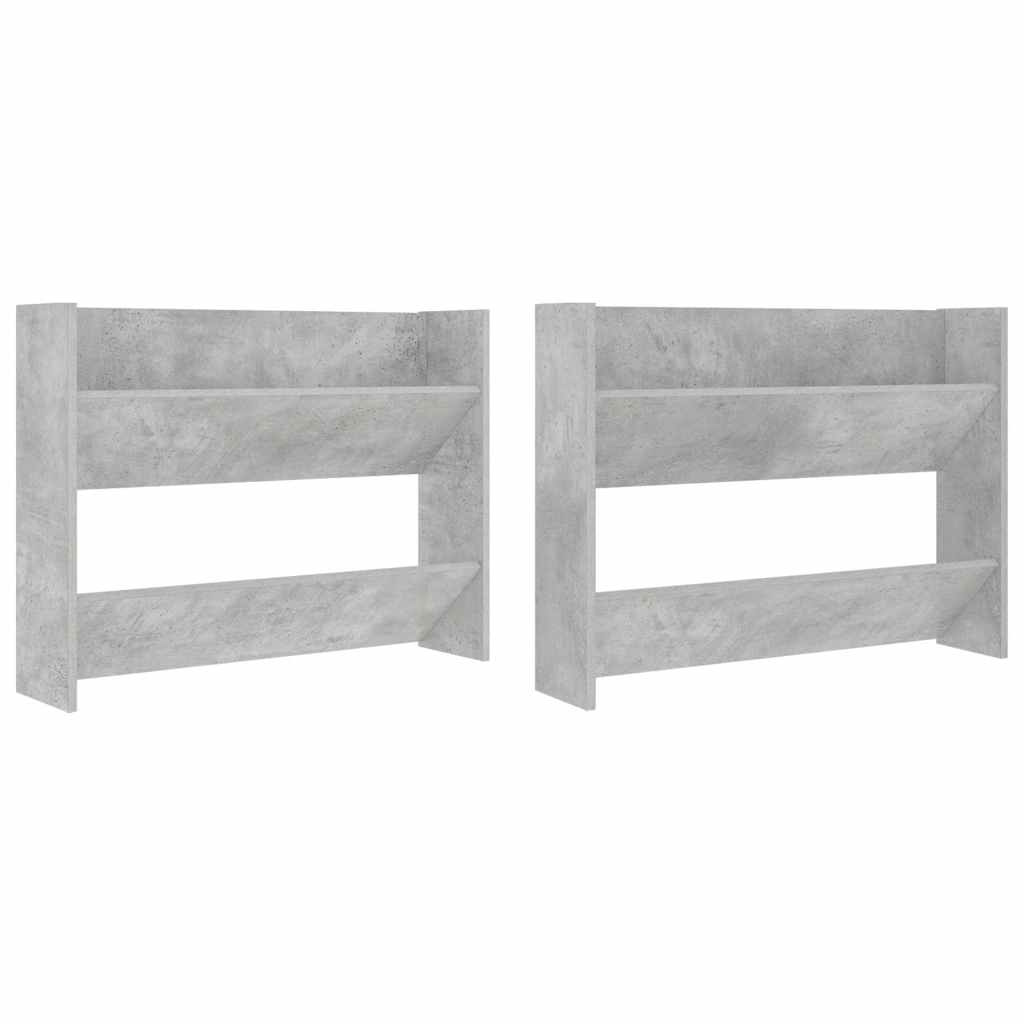 Scarpiere Muro 2pz Grigio Cemento 80x18x60cm Legno Multistrato