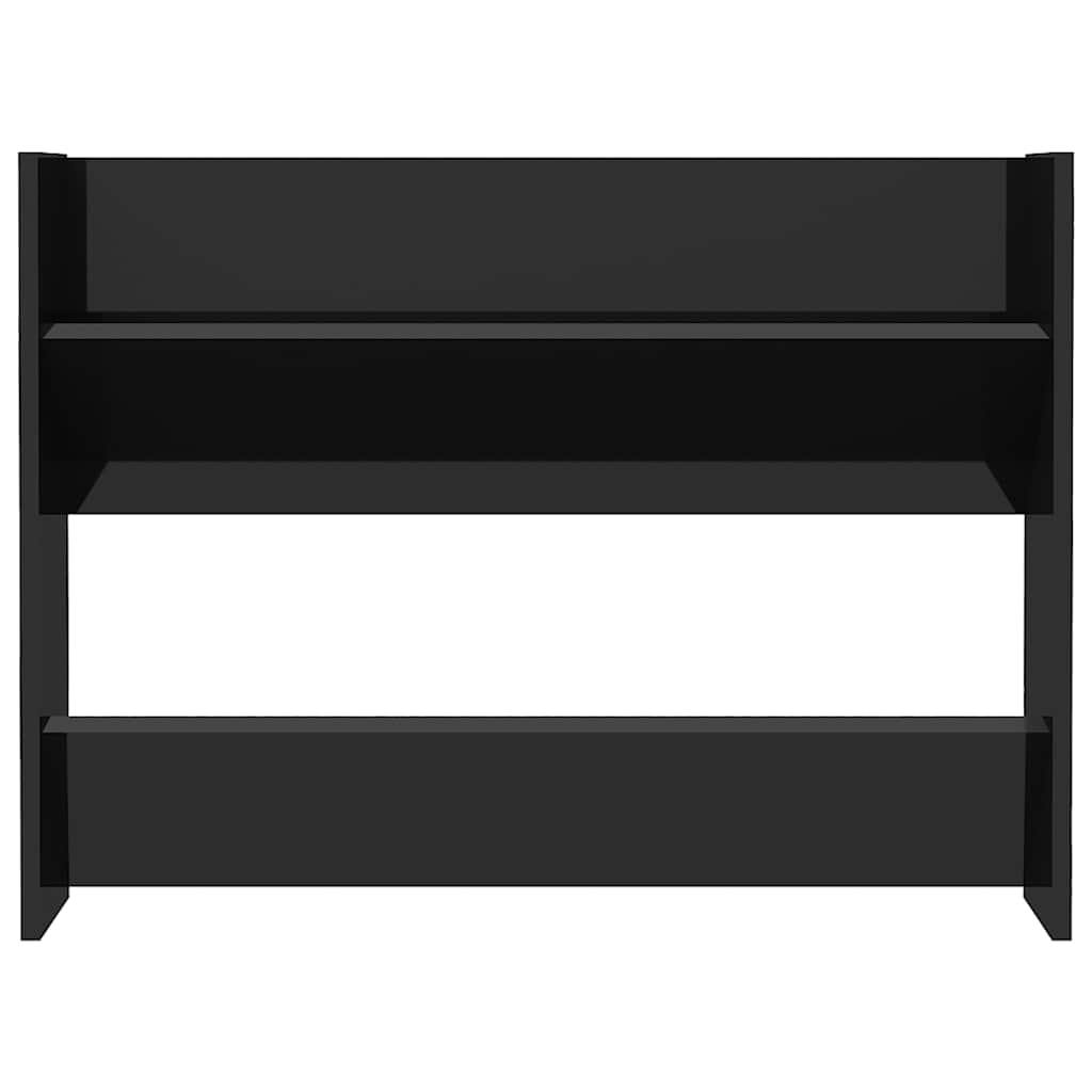 Scarpiere a Muro 2pz Nero Lucido 80x18x60cm Legno Multistrato