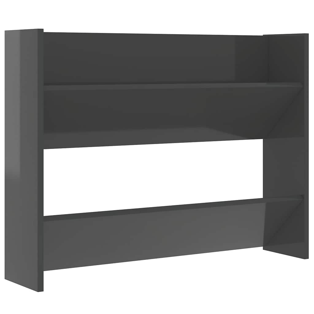 Scarpiera a Muro Grigio Lucido 80x18x60 cm in Legno Multistrato