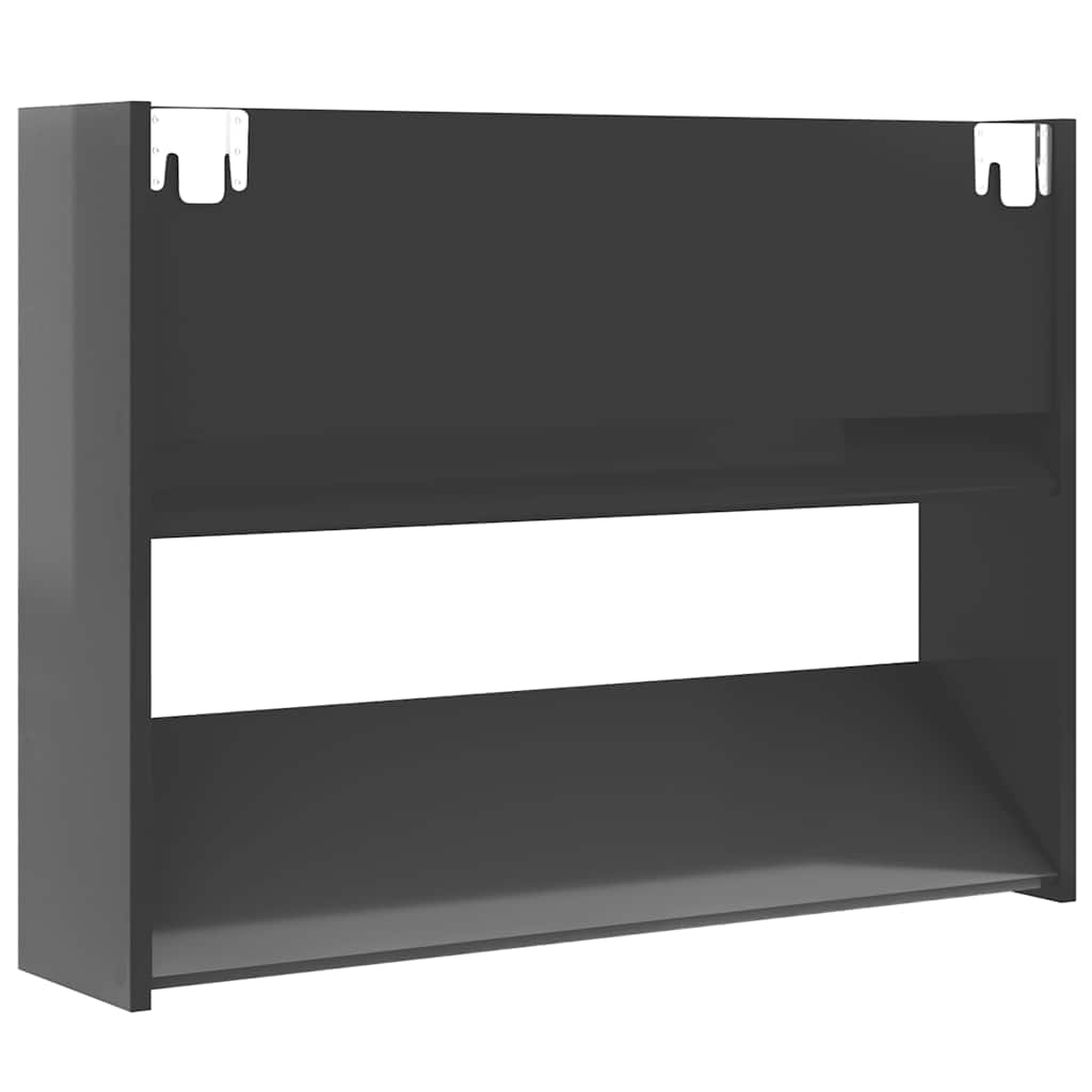 Scarpiera a Muro Grigio Lucido 80x18x60 cm in Legno Multistrato