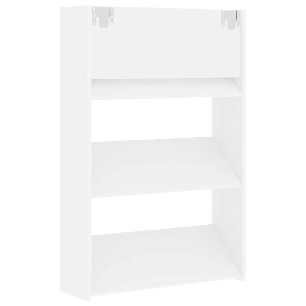 Scarpiere a Muro 2pz Bianche 60x18x90 cm in Legno Multistrato