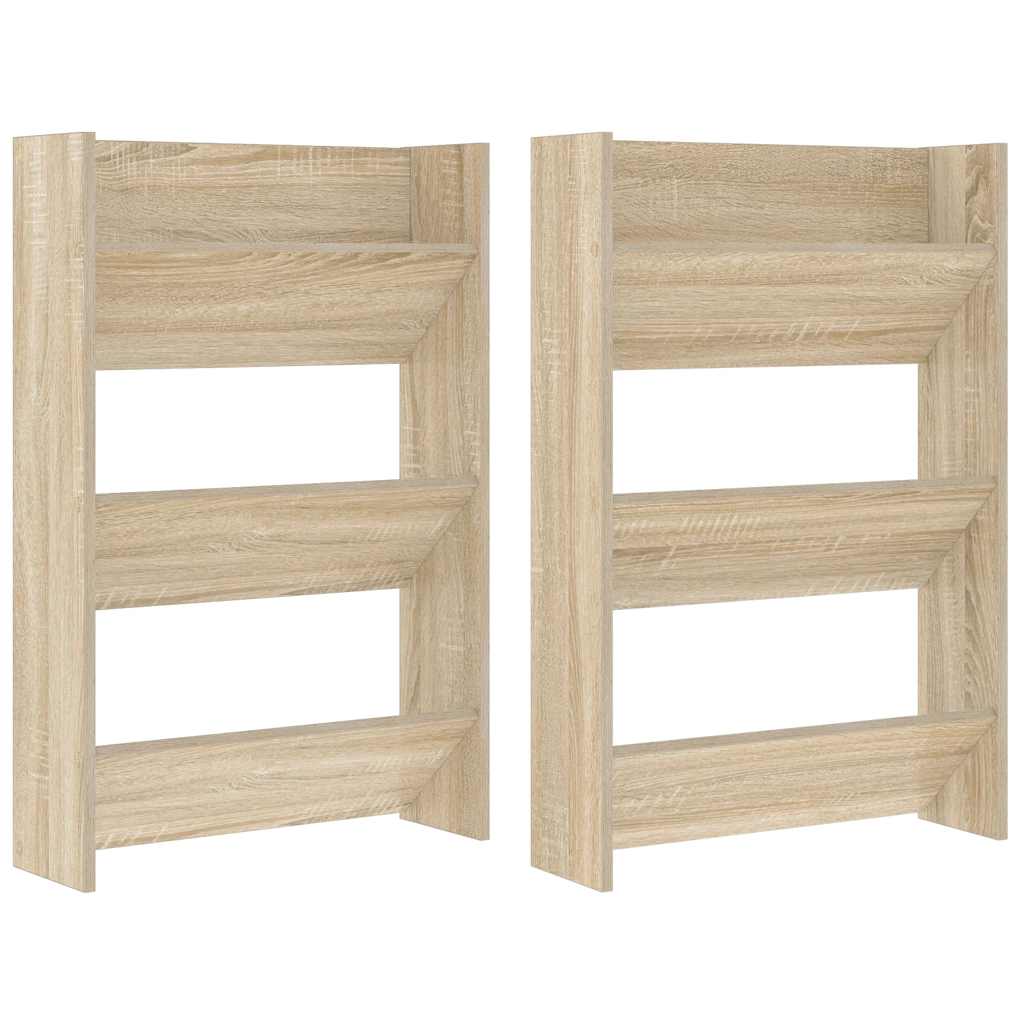 Scarpiere a Muro 2pz Rovere Sonoma 60x18x90cm Legno Multistrato