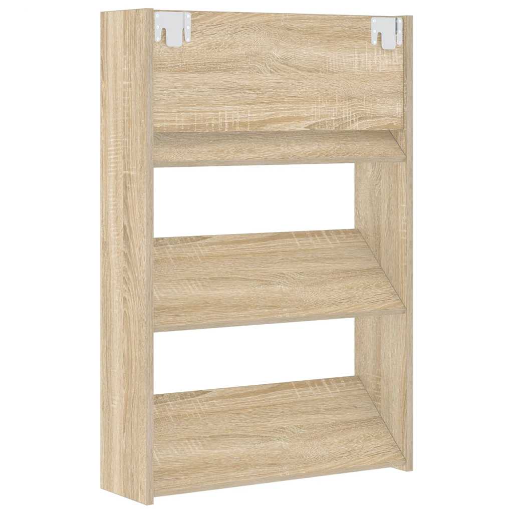 Scarpiere a Muro 2pz Rovere Sonoma 60x18x90cm Legno Multistrato