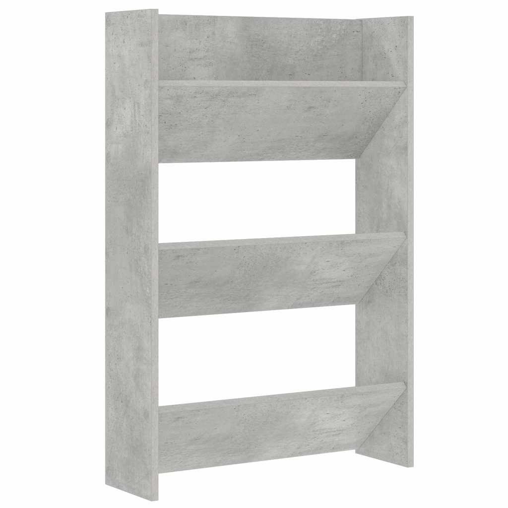 Scarpiera a Muro Grigio Cemento 60x18x90cm in Legno Multistrato