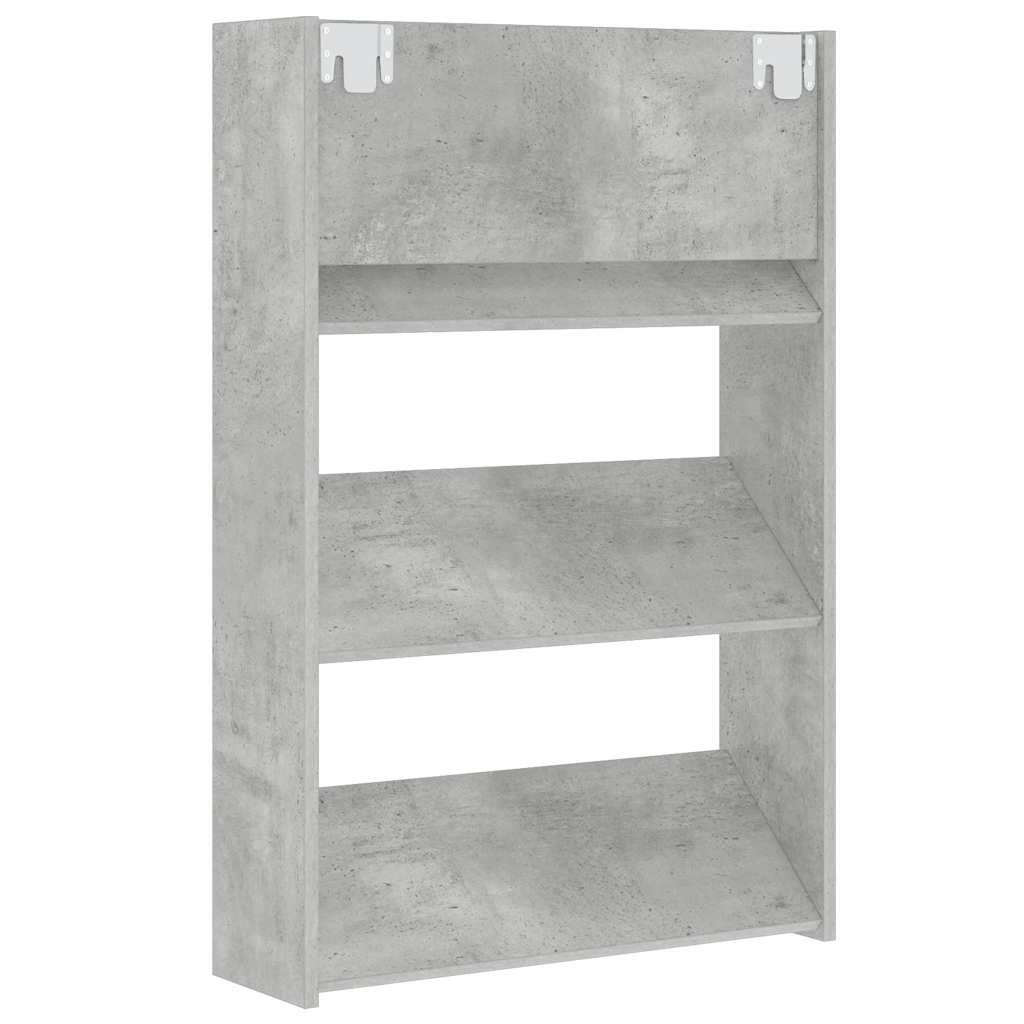 Scarpiera a Muro Grigio Cemento 60x18x90cm in Legno Multistrato