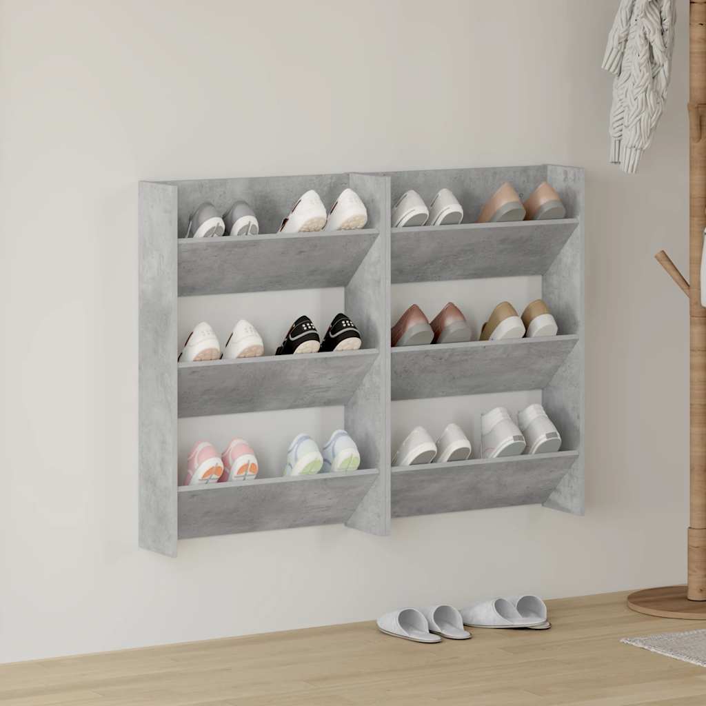 Scarpiere Muro 2pz Grigio Cemento 60x18x90cm Legno Multistrato