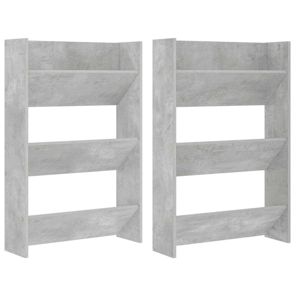 Scarpiere Muro 2pz Grigio Cemento 60x18x90cm Legno Multistrato