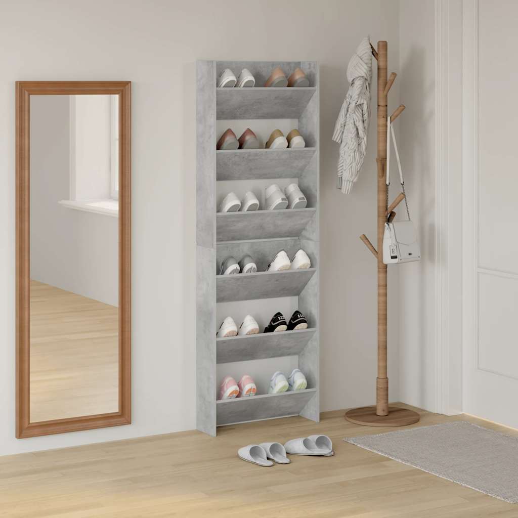 Scarpiere Muro 2pz Grigio Cemento 60x18x90cm Legno Multistrato