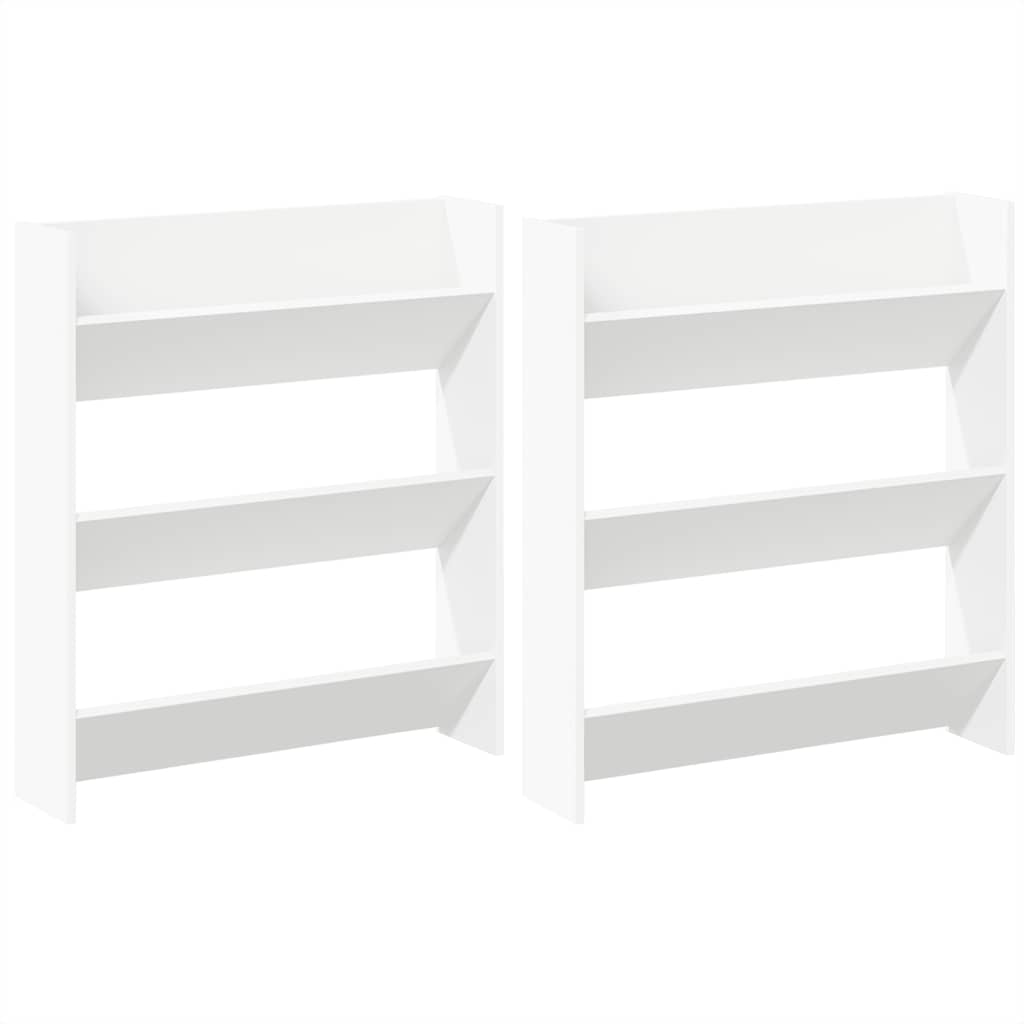 Scarpiere a Muro 2pz Bianche 80x18x90 cm in Legno Multistrato
