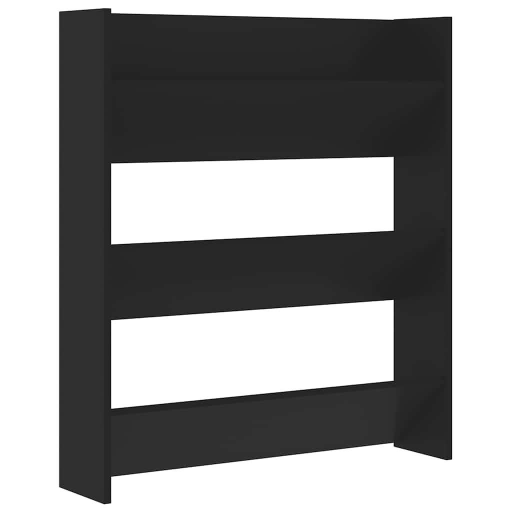 Scarpiera a Muro Nera 80x18x90 cm in Legno Multistrato