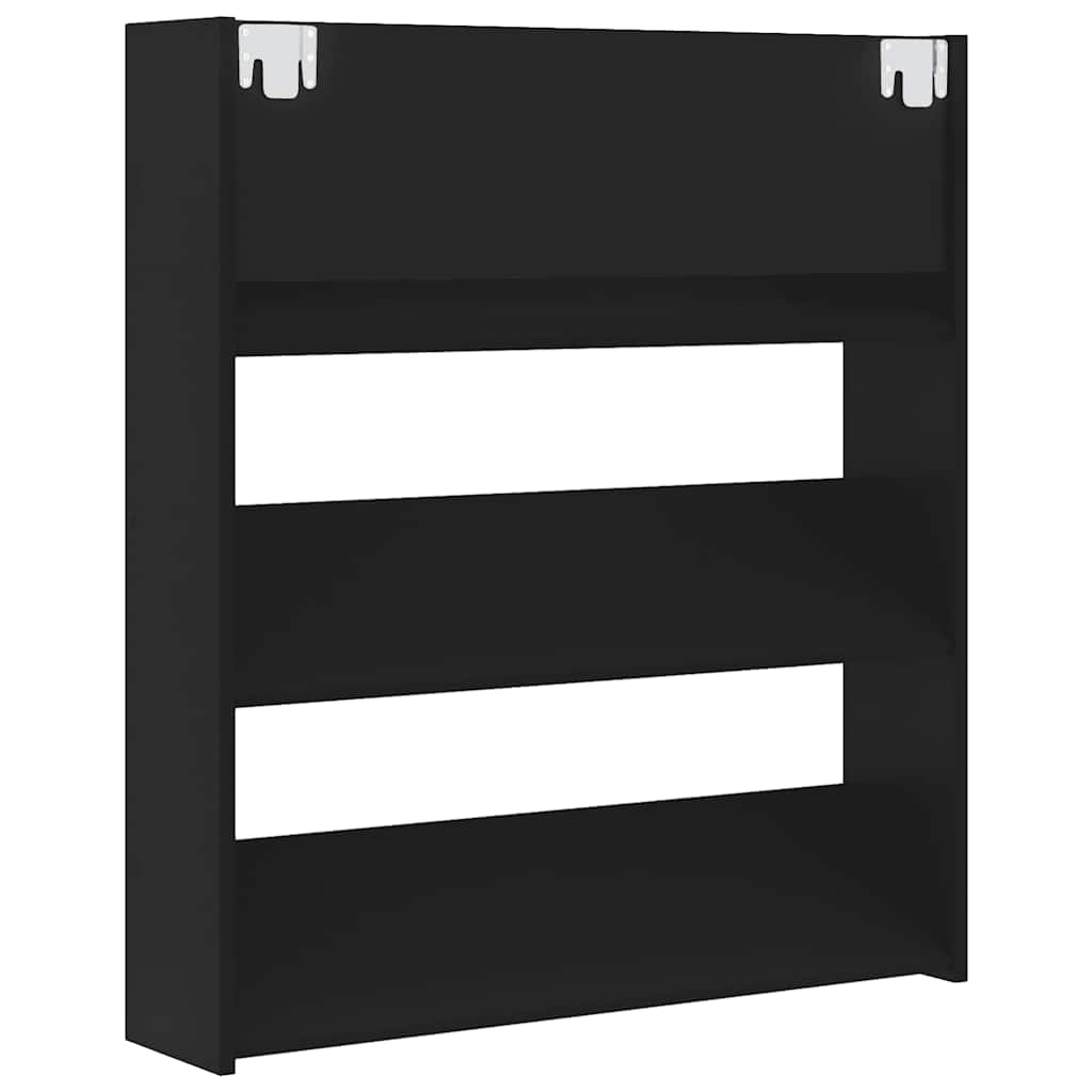 Scarpiera a Muro Nera 80x18x90 cm in Legno Multistrato