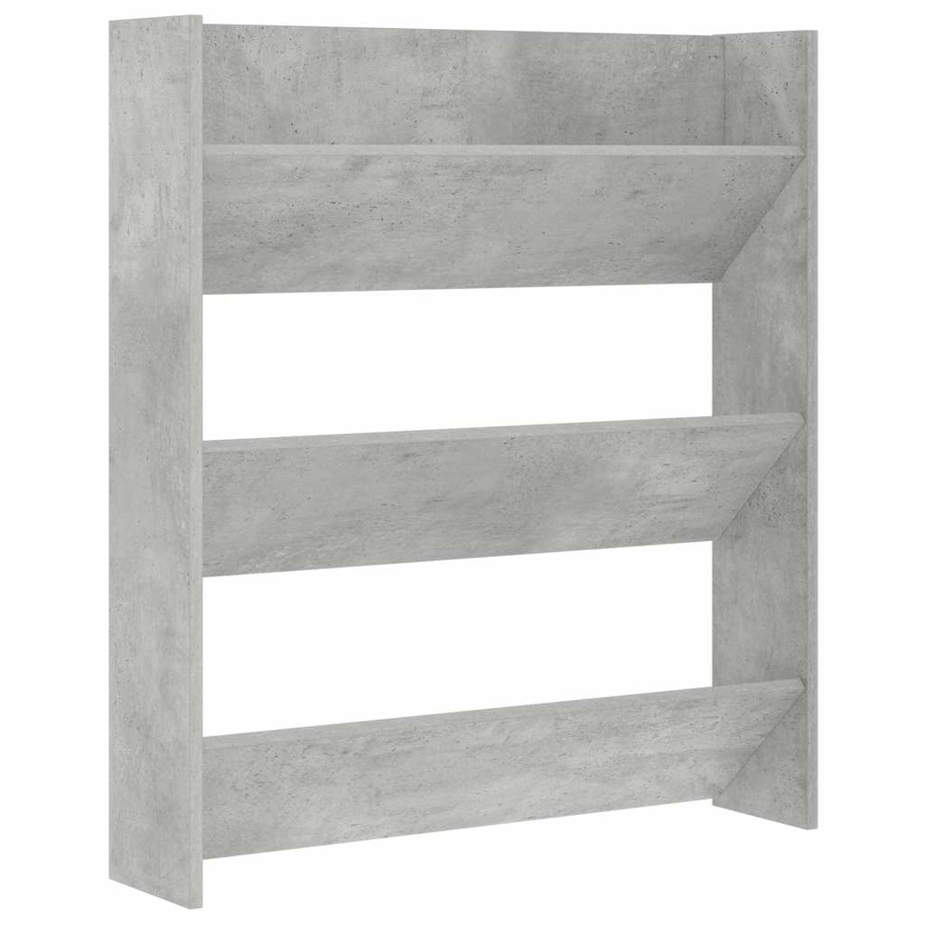 Scarpiera a Muro Grigio Cemento 80x18x90cm in Legno Multistrato