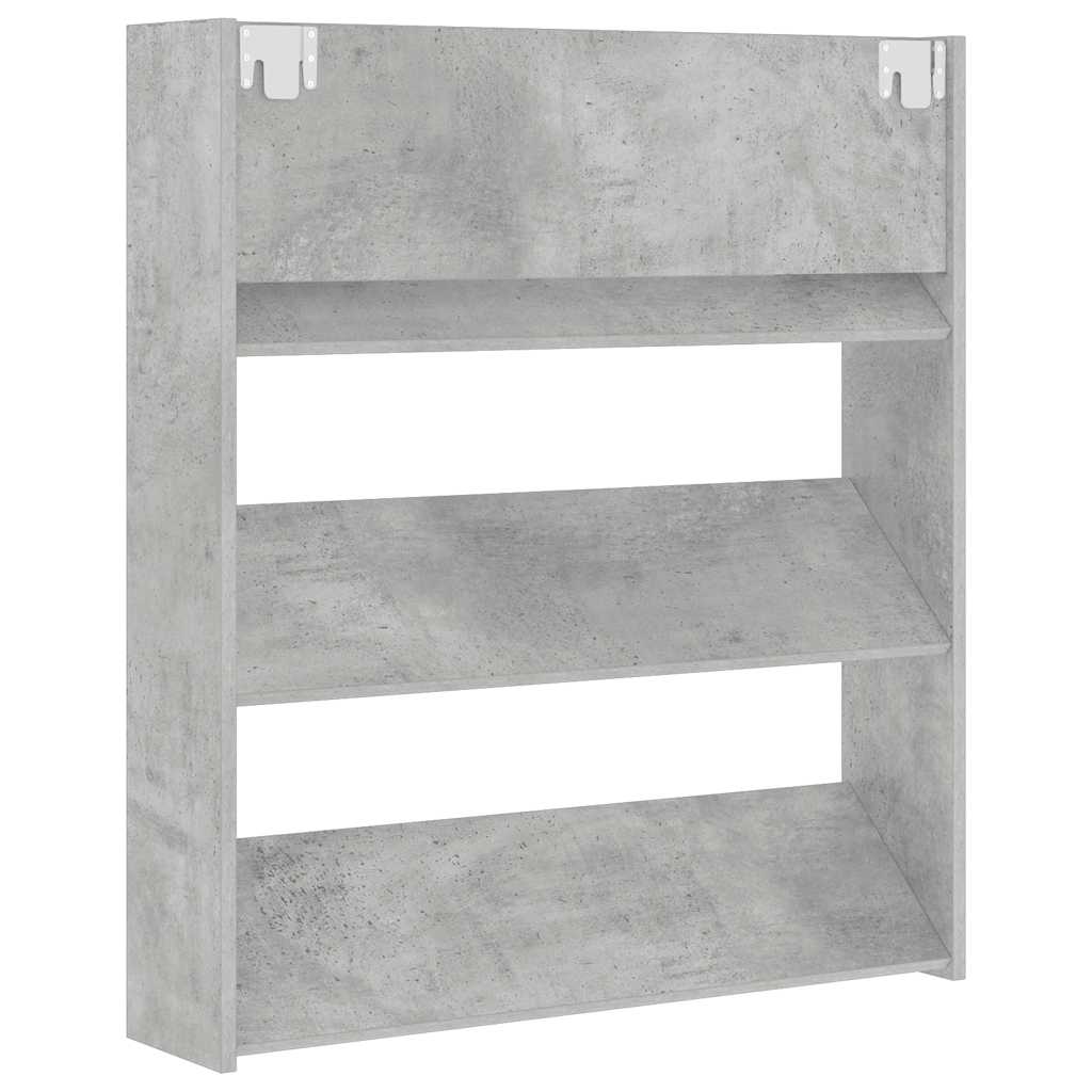 Scarpiera a Muro Grigio Cemento 80x18x90cm in Legno Multistrato