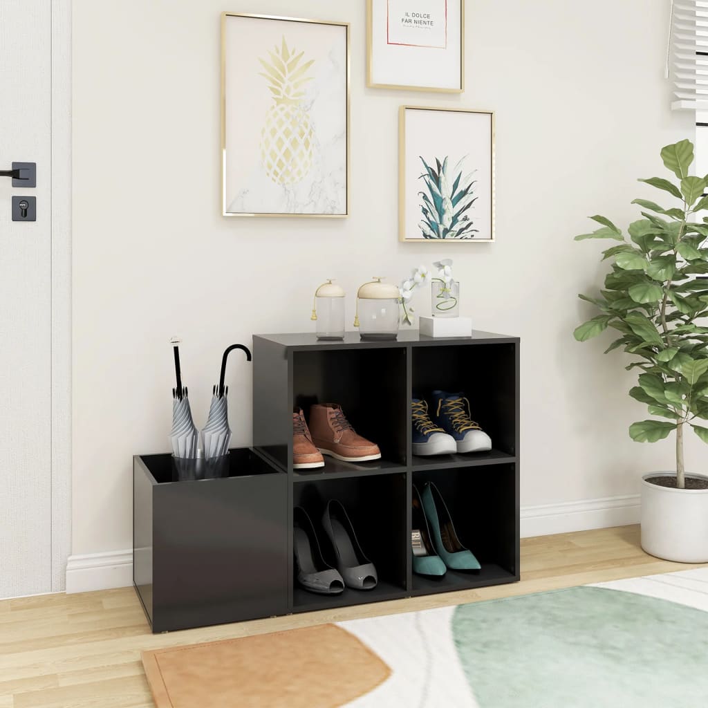 Scarpiera da Ingresso Grigia 105x35,5x70cm in Legno Multistrato