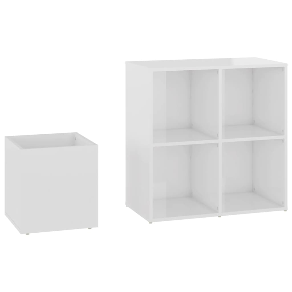 Scarpiera Ingresso Bianco Lucido 105x35,5x70 Legno Multistrato