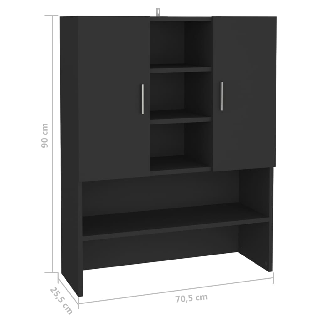 Mobile per Lavatrice Nero 70,5x25,5x90 cm