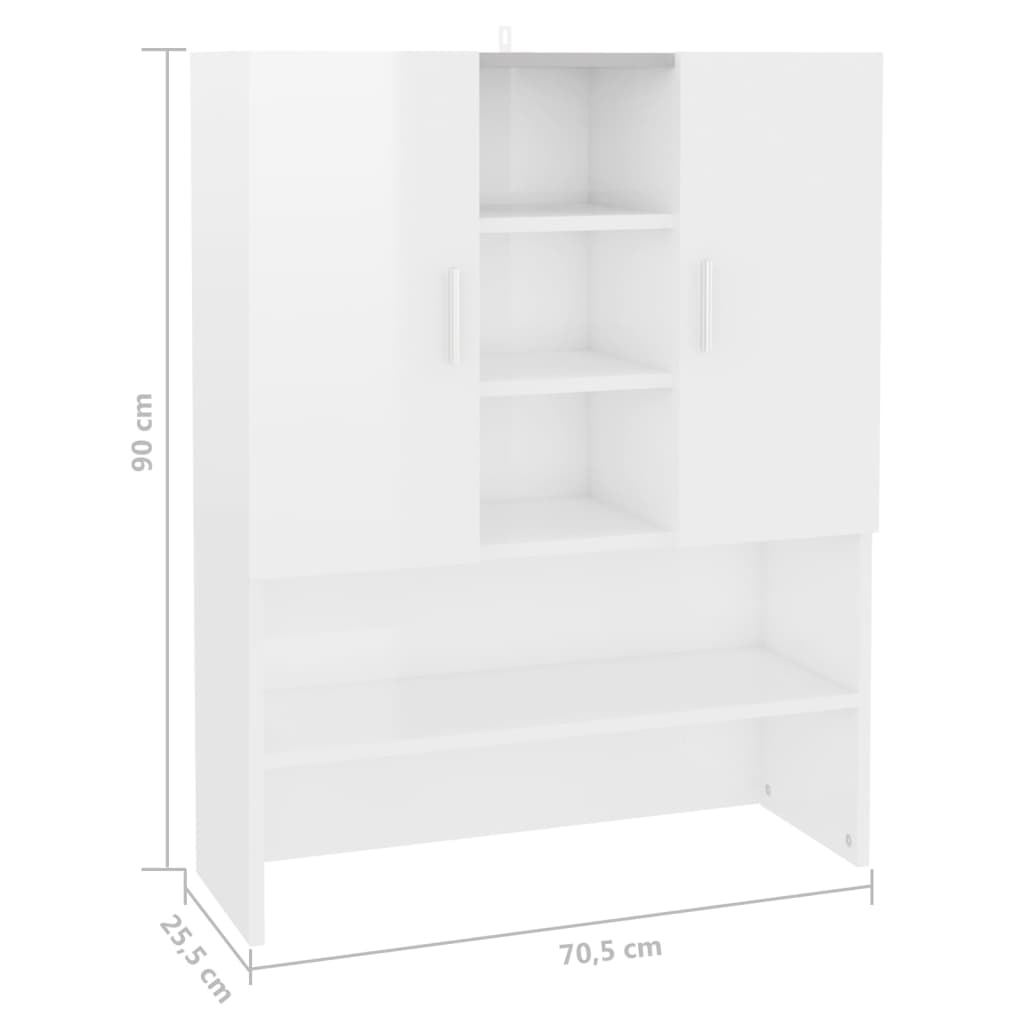 Mobile per Lavatrice Bianco Lucido 70,5x25,5x90 cm