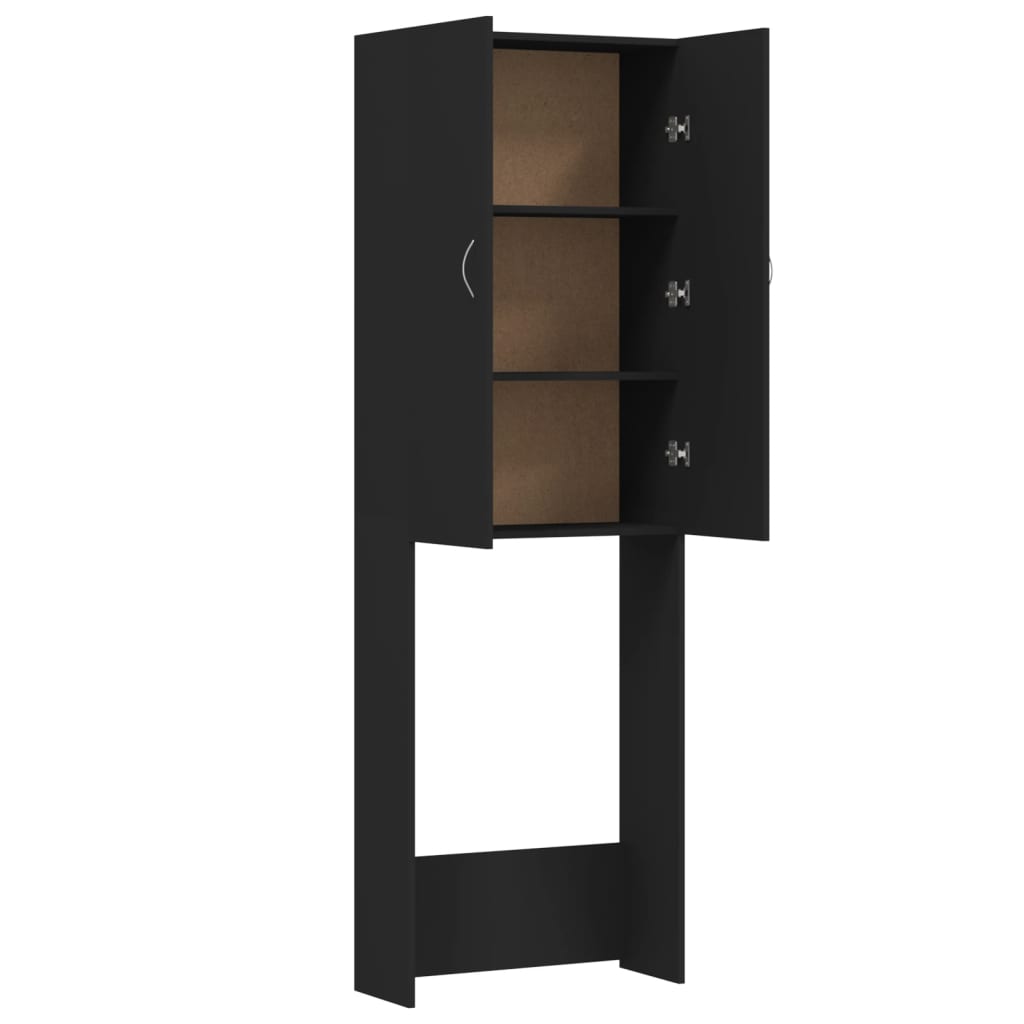 Mobile per Lavatrice Nero 64x25,5x190 cm