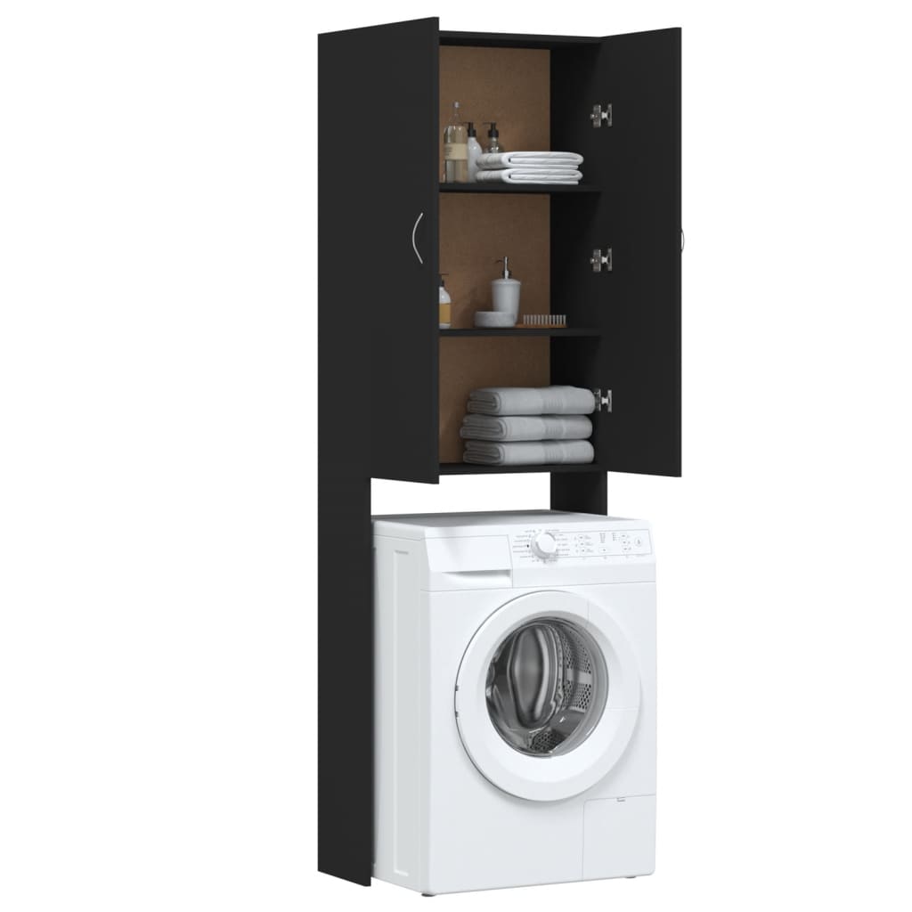 Mobile per Lavatrice Nero 64x25,5x190 cm