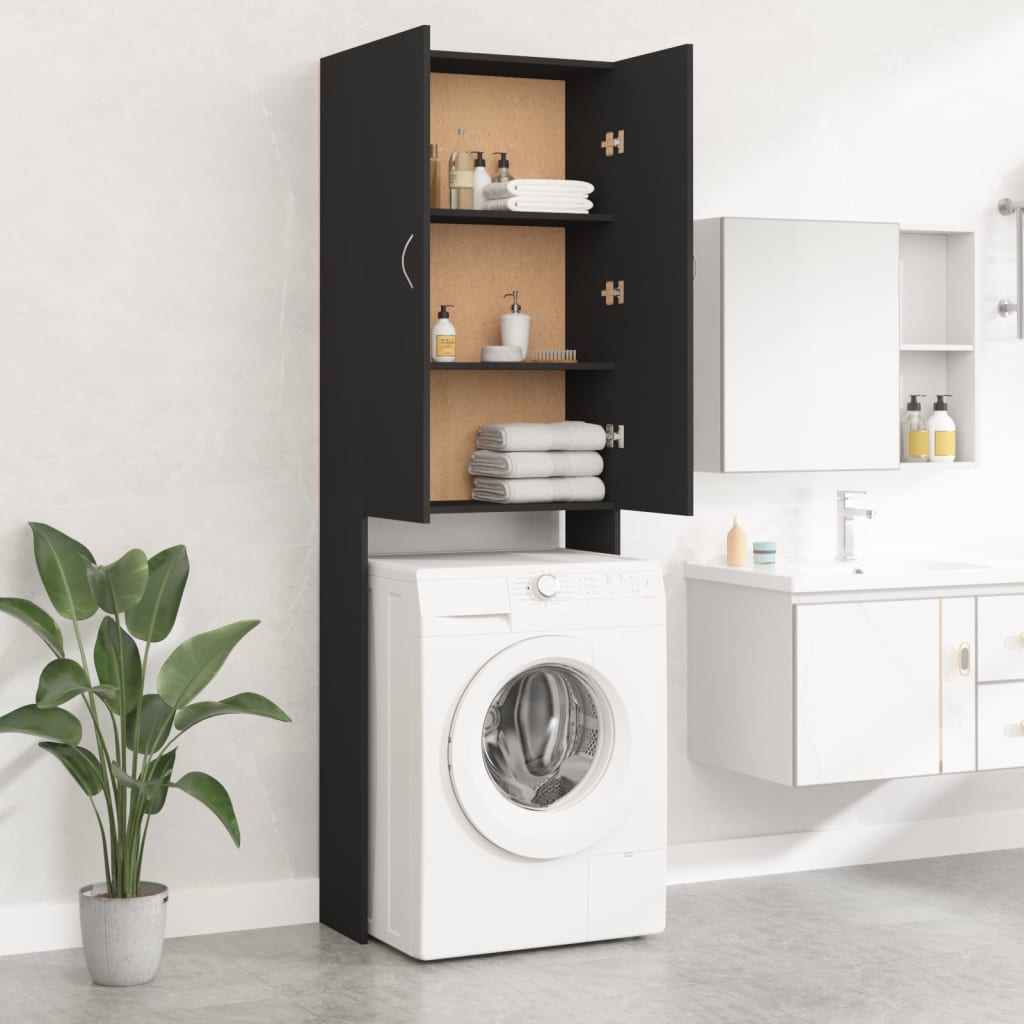 Mobile per Lavatrice Nero 64x25,5x190 cm