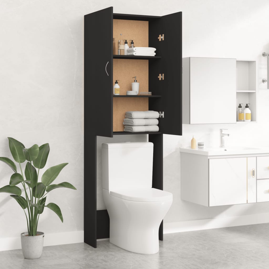 Mobile per Lavatrice Nero 64x25,5x190 cm