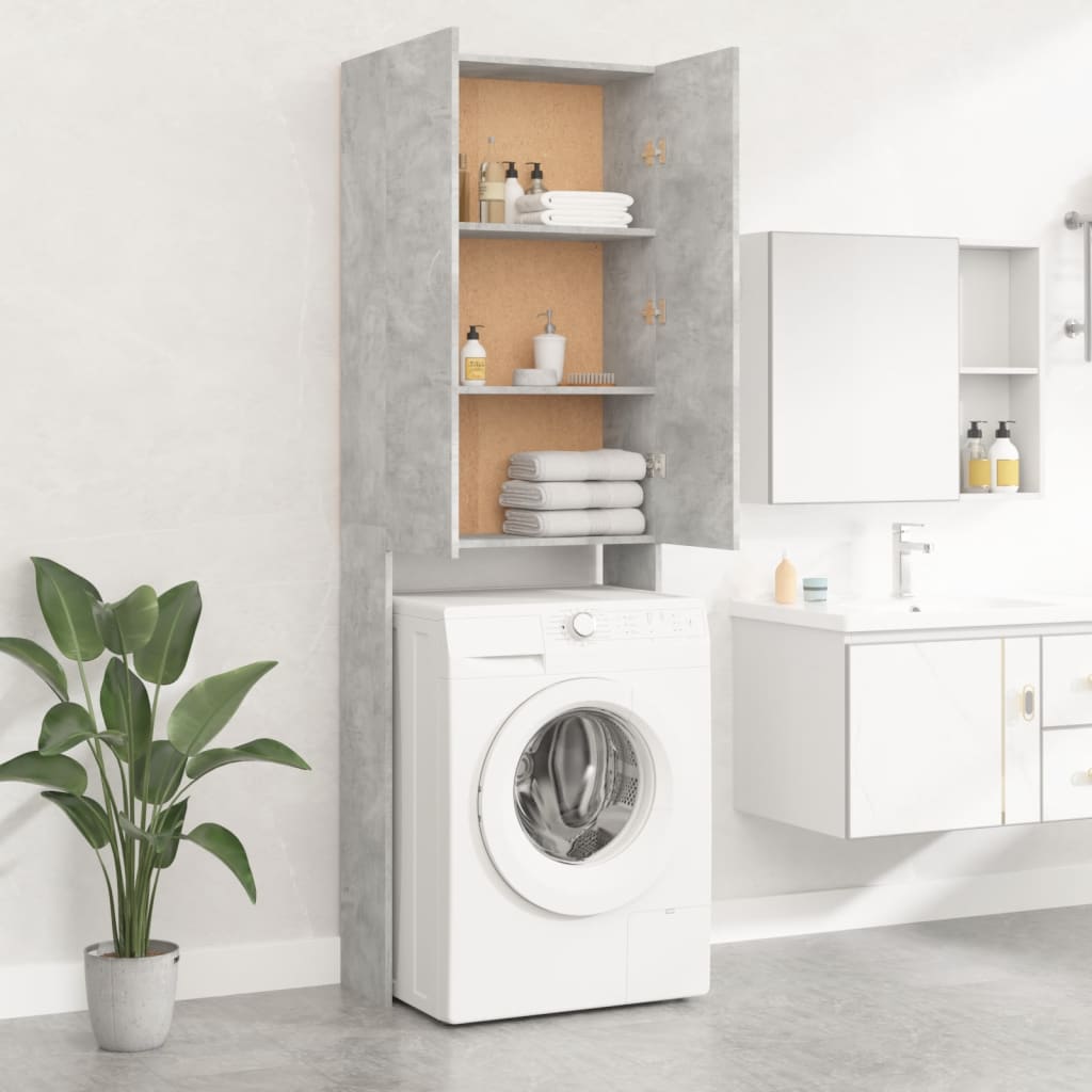 Mobile per Lavatrice Grigio Cemento 64x25,5x190 cm