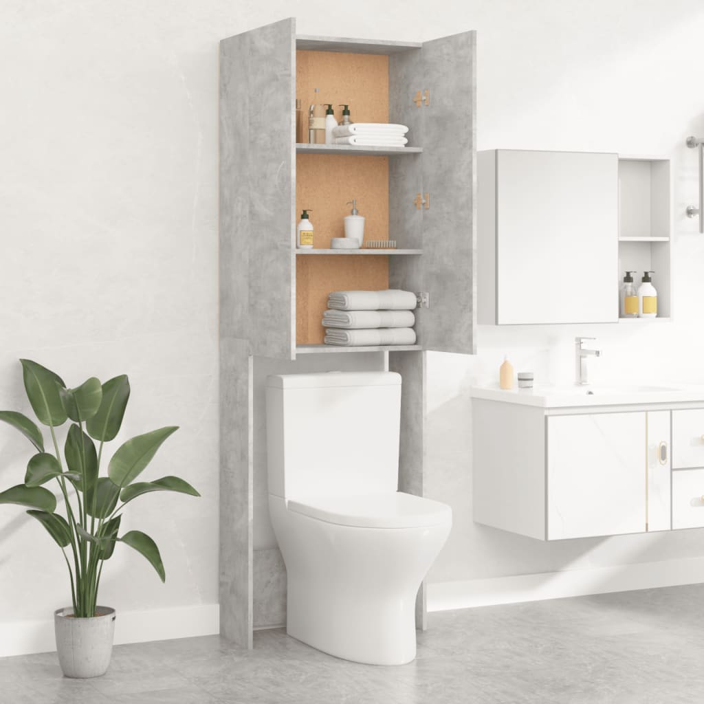 Mobile per Lavatrice Grigio Cemento 64x25,5x190 cm