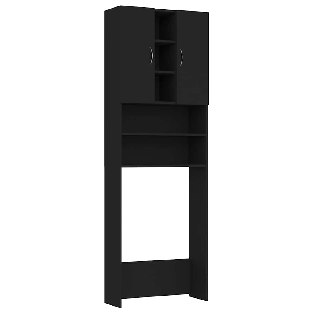 Mobile per Lavatrice Nero 64x25,5x190 cm