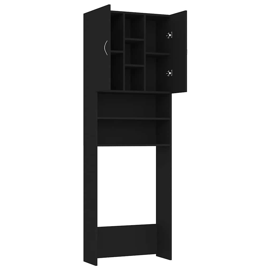 Mobile per Lavatrice Nero 64x25,5x190 cm