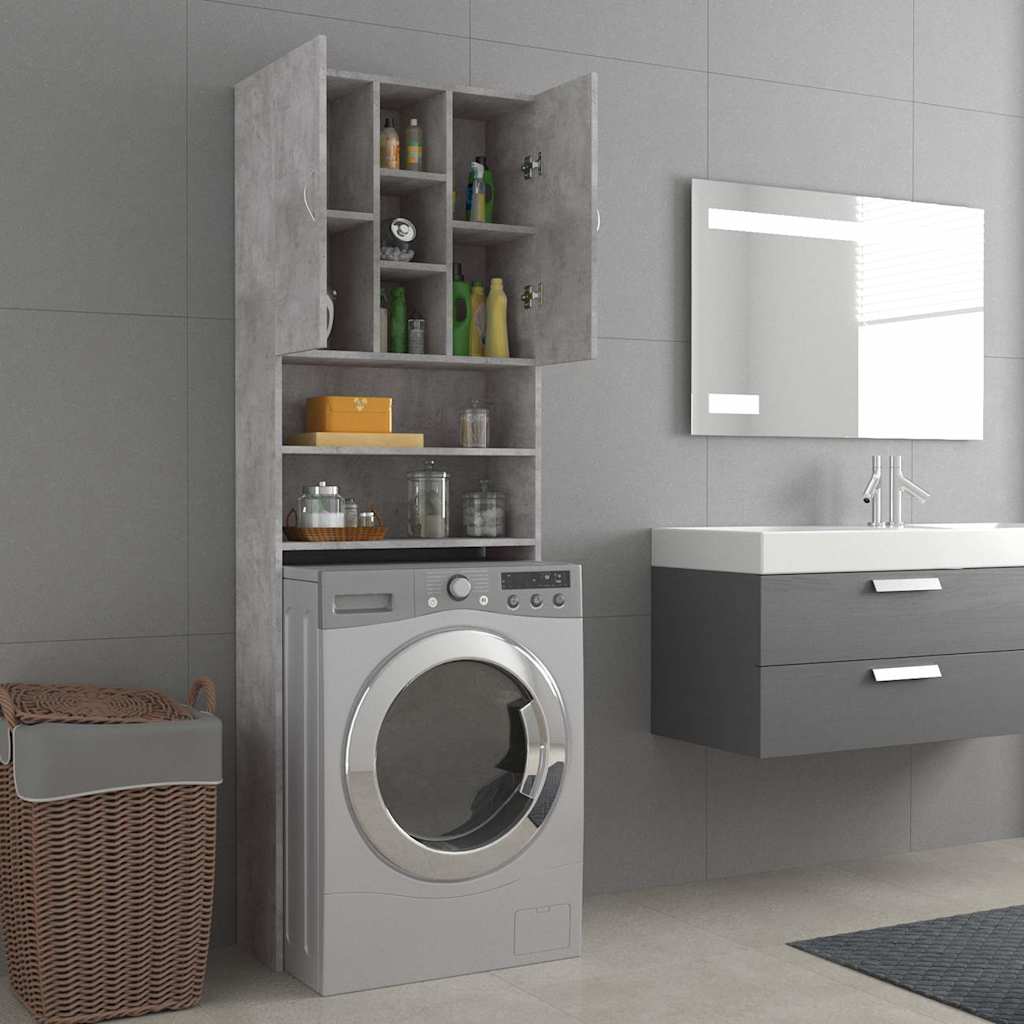 Mobile per Lavatrice Grigio Cemento 64x25,5x190 cm