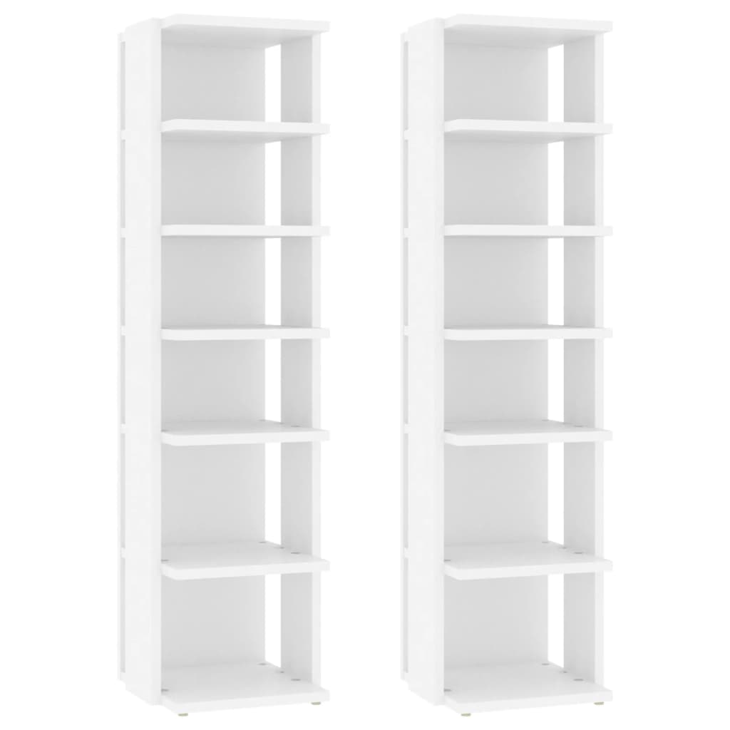 Scarpiere 2 pz Bianche 27,5x27x102 cm in Legno Multistrato