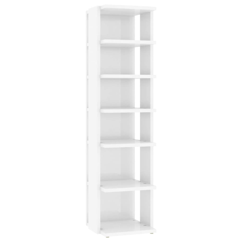 Scarpiera Bianco Lucido 27,5x27x102 cm in Legno Multistrato