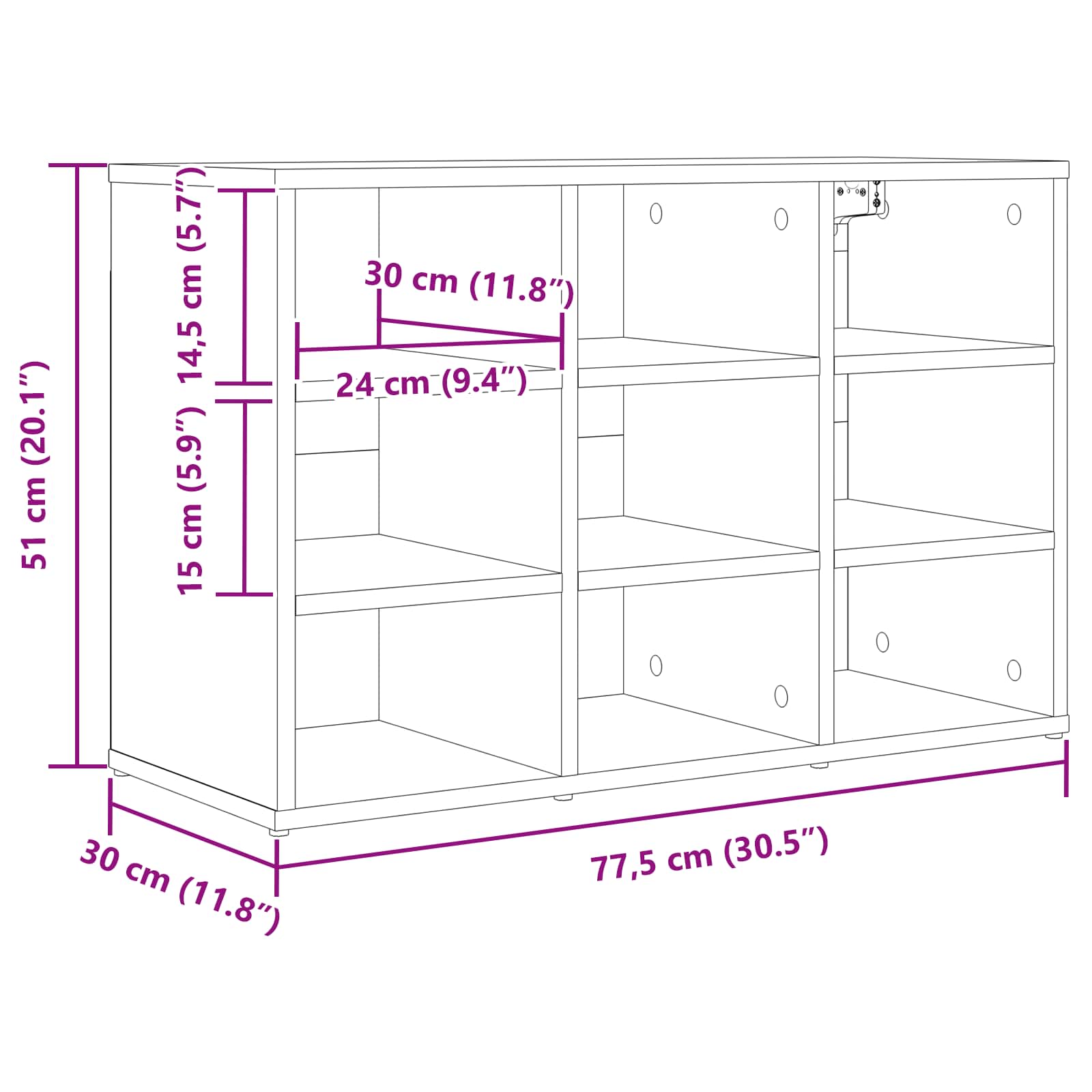 Mobile per scarpe 77,5 x 30 x 51 cm Legno ingegnerizzato