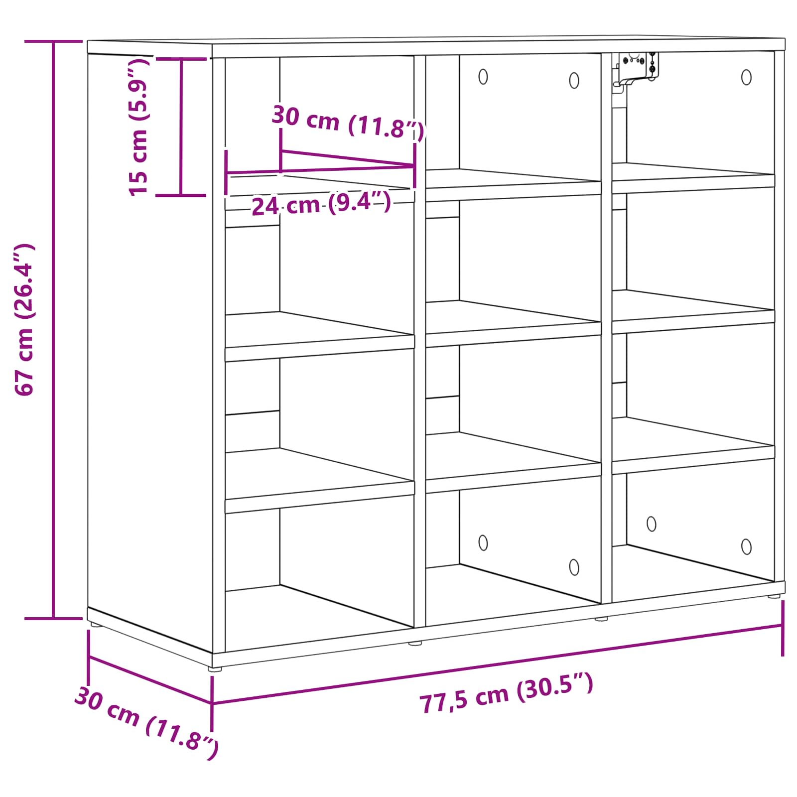 Mobile per scarpe 77,5 x 30 x 67 cm Legno ingegnerizzato