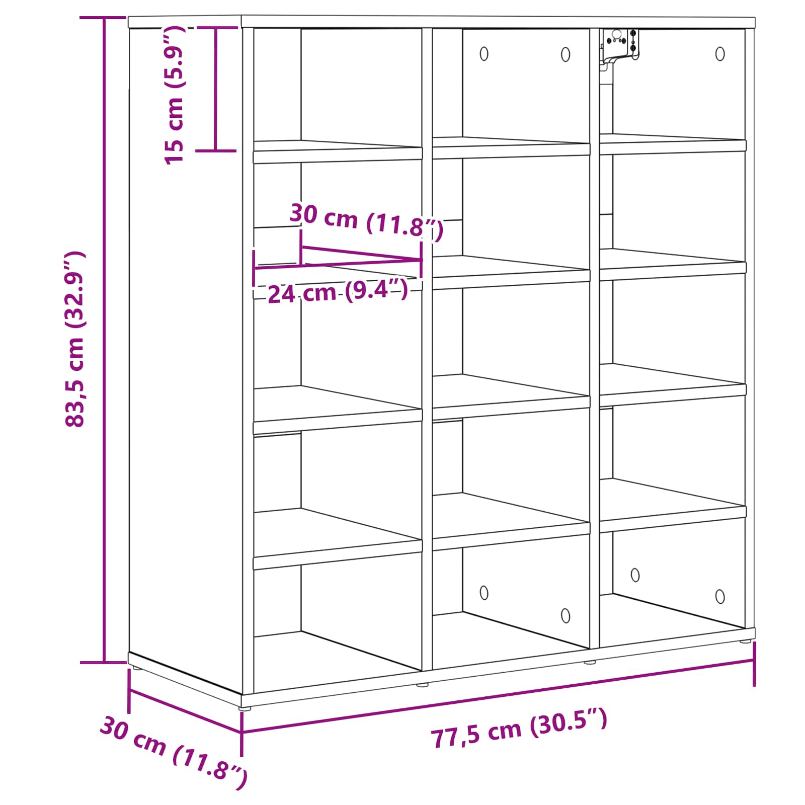 Mobile per scarpe 77,5 x 30 x 83,5 cm Legno ingegnerizzato