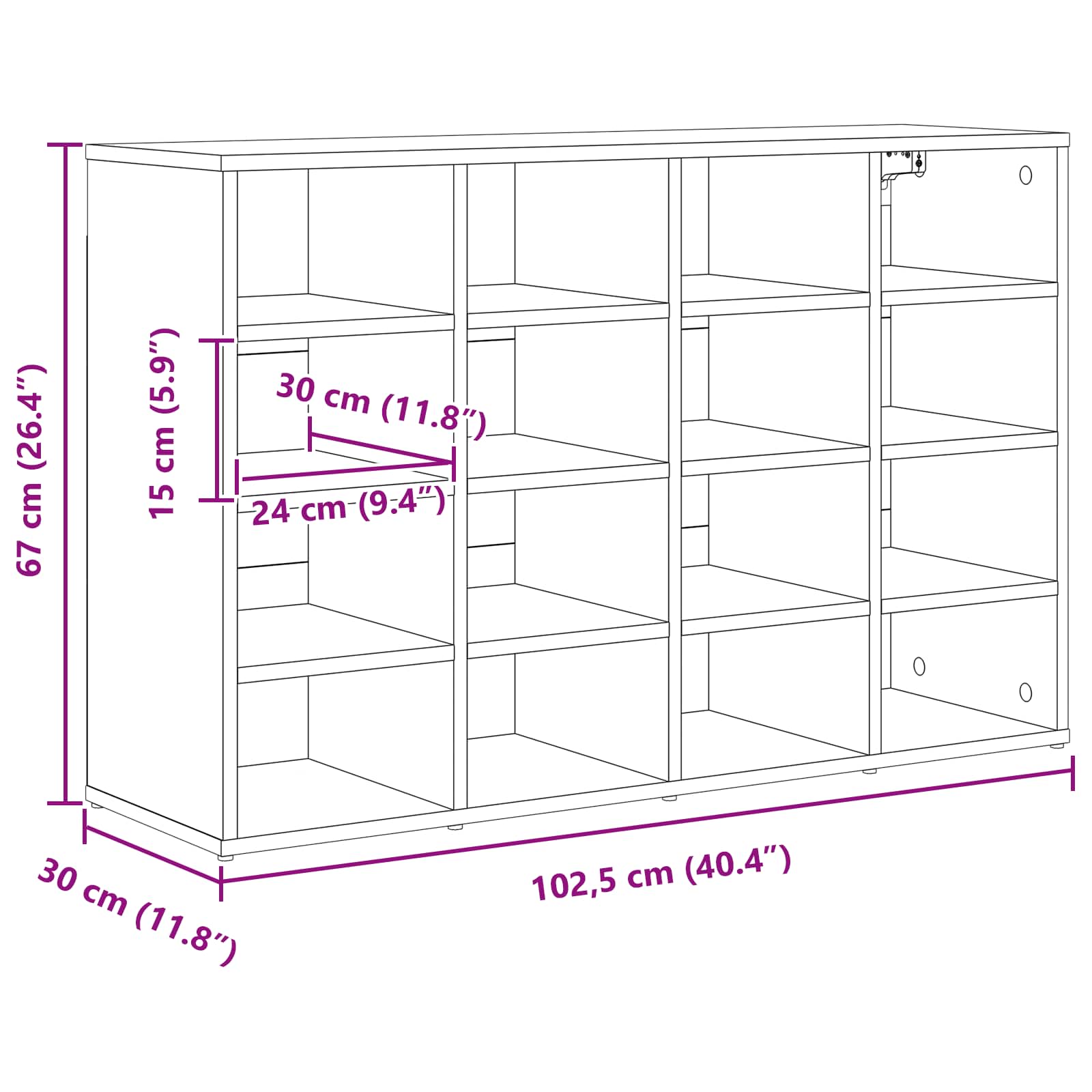Mobile per scarpe 103 x 30 x 67 cm Legno ingegnerizzato Bianco